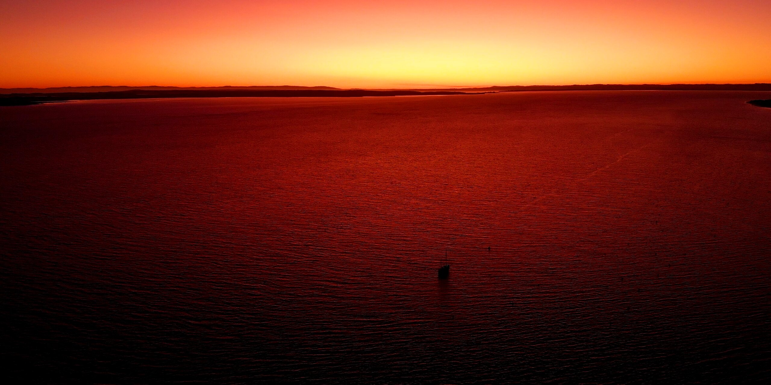 Aerial view of Port Phillip Bay at sunrise